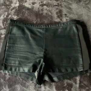 Black faux leather shorts
